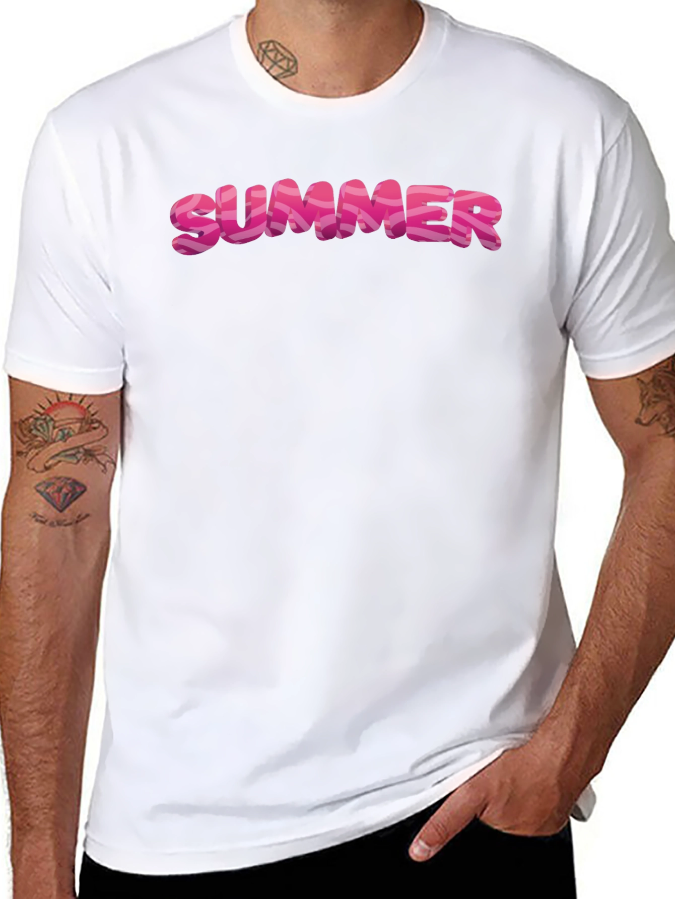 Summer T-Shirt - Trendy Pink Letter Graphic