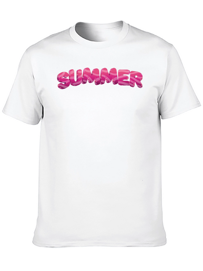 Summer T-Shirt - Trendy Pink Letter Graphic