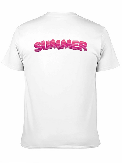 Summer T-Shirt - Trendy Pink Letter Graphic