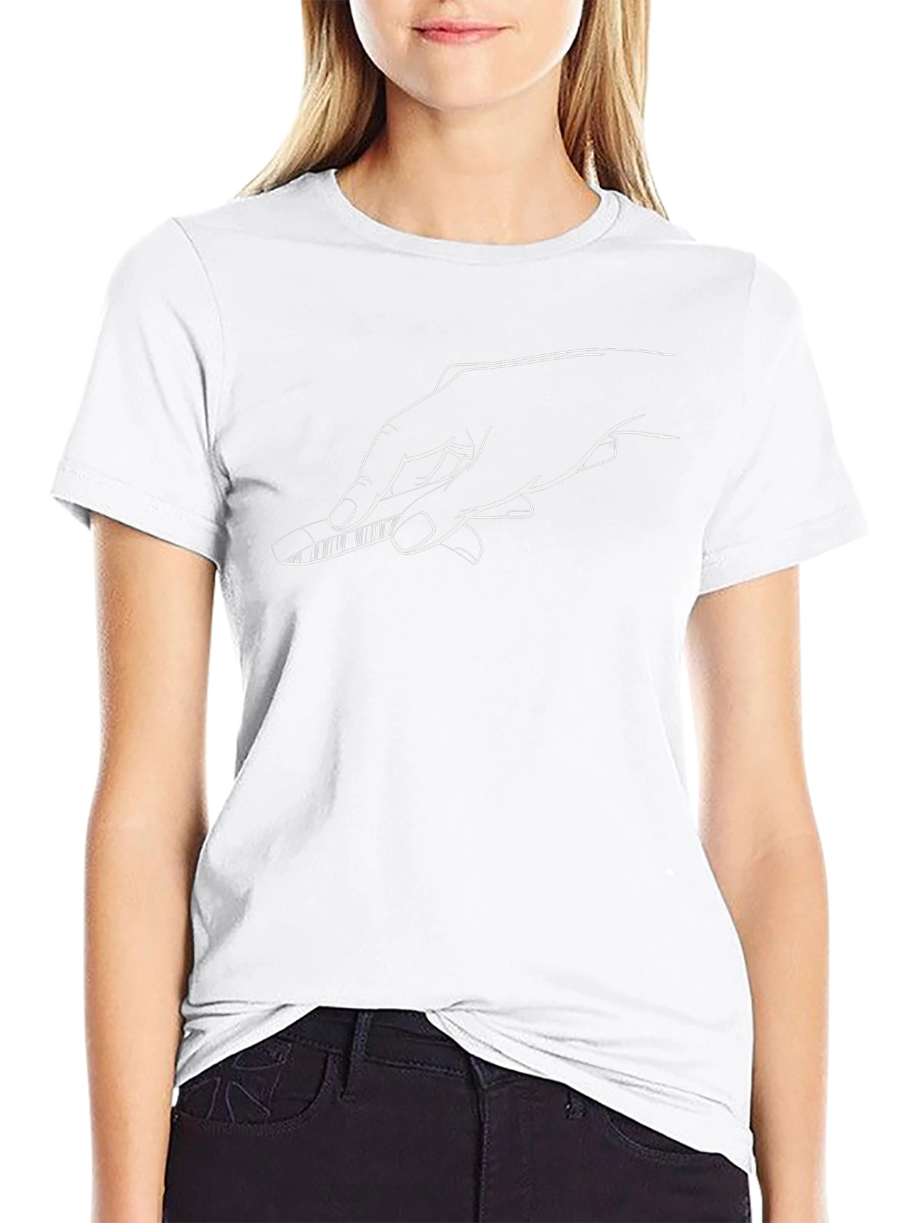 Piano Hand Tee - Unisex Black Cotton T-Shirt