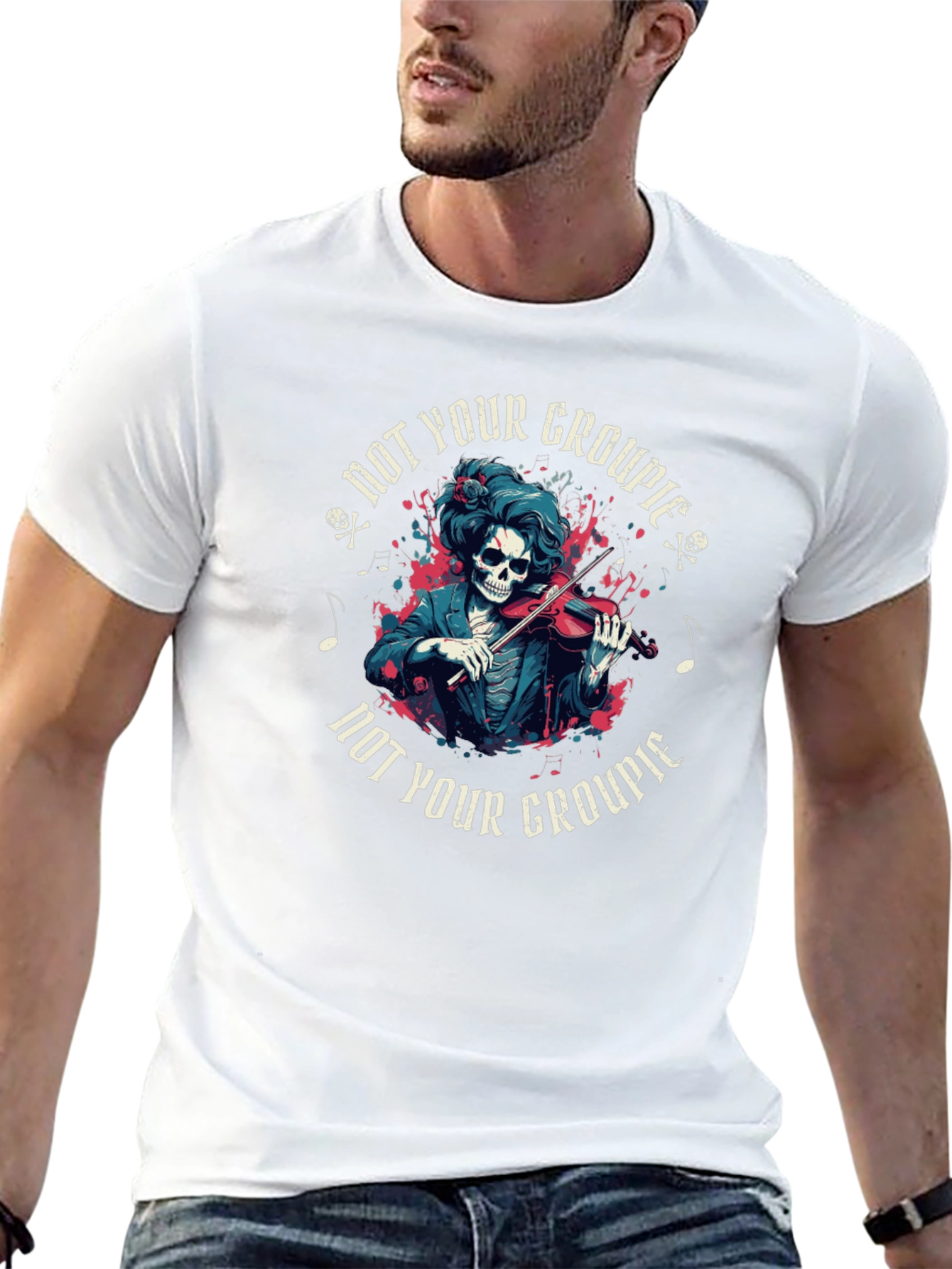 Not Your Groupie Skeleton Violinist Black T-Shirt