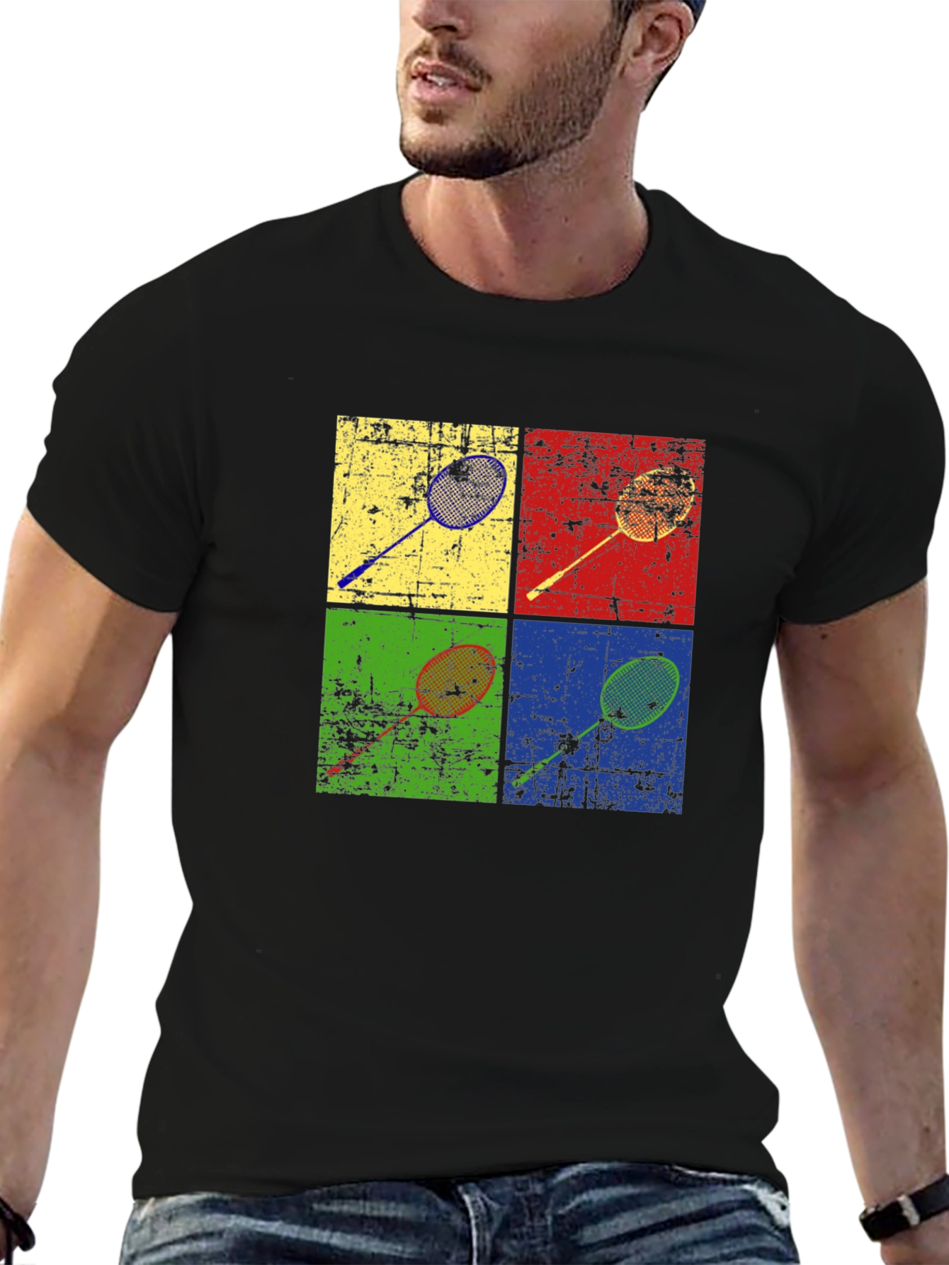 Retro Badminton Racket Graphic Tee