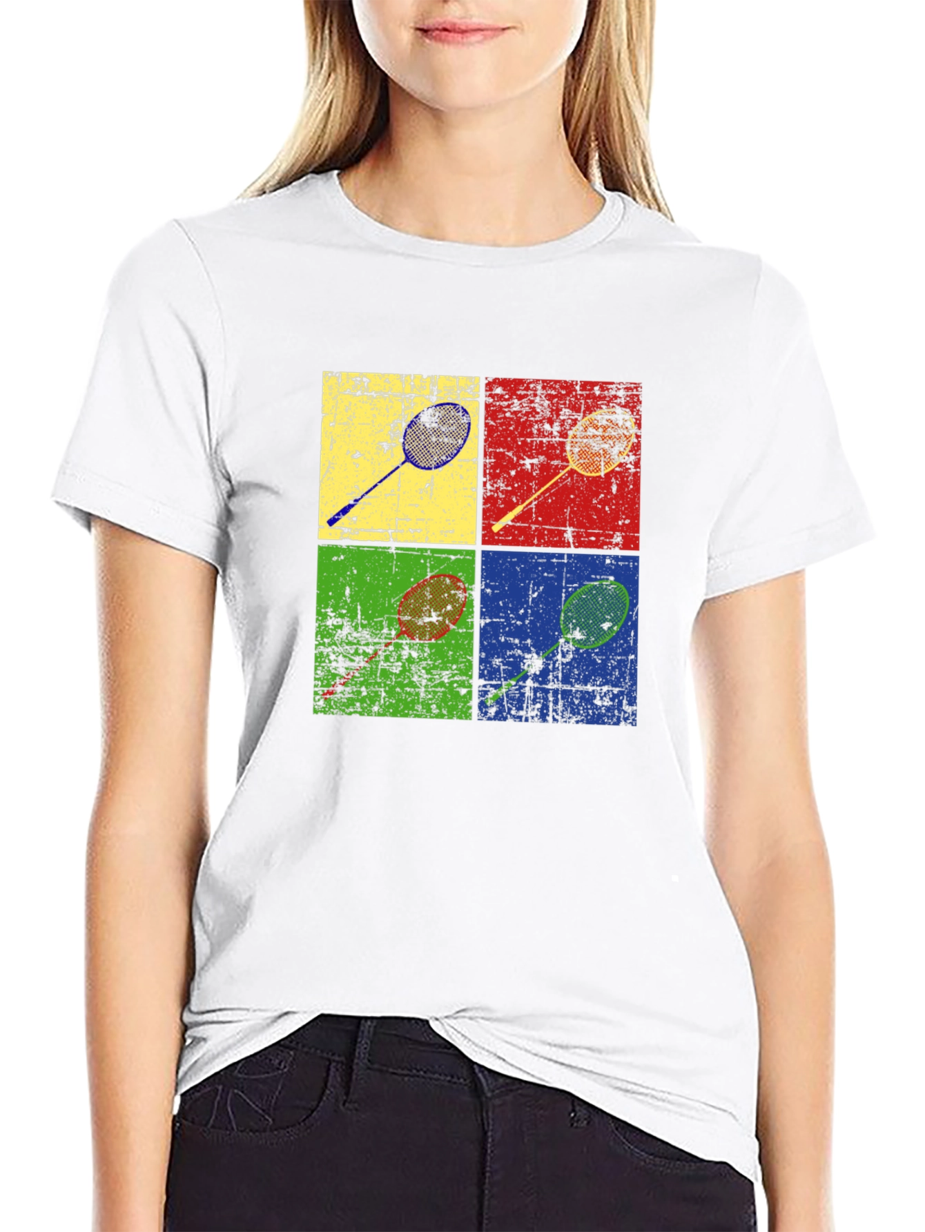 Retro Badminton Racket Graphic Tee