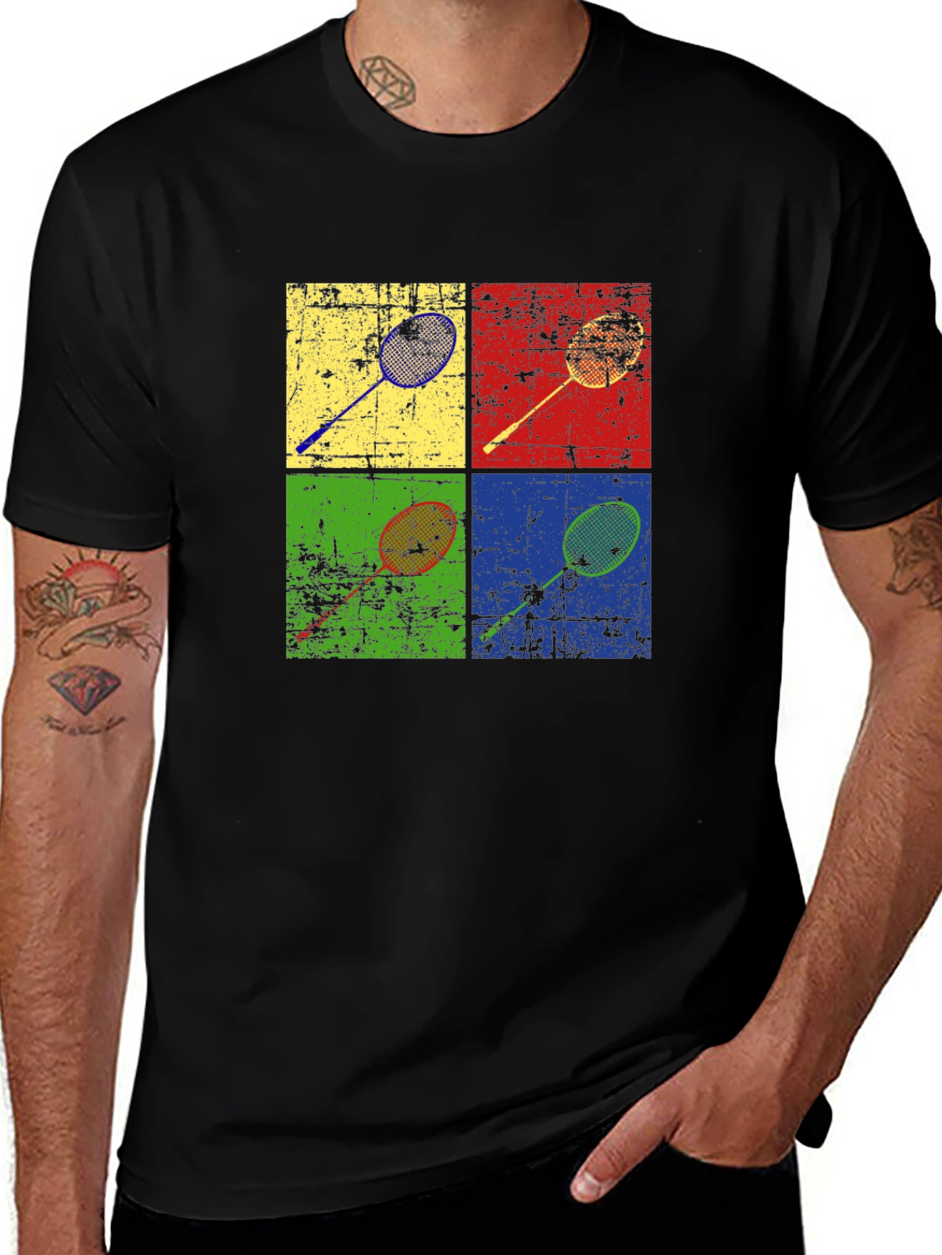 Retro Badminton Racket Graphic Tee