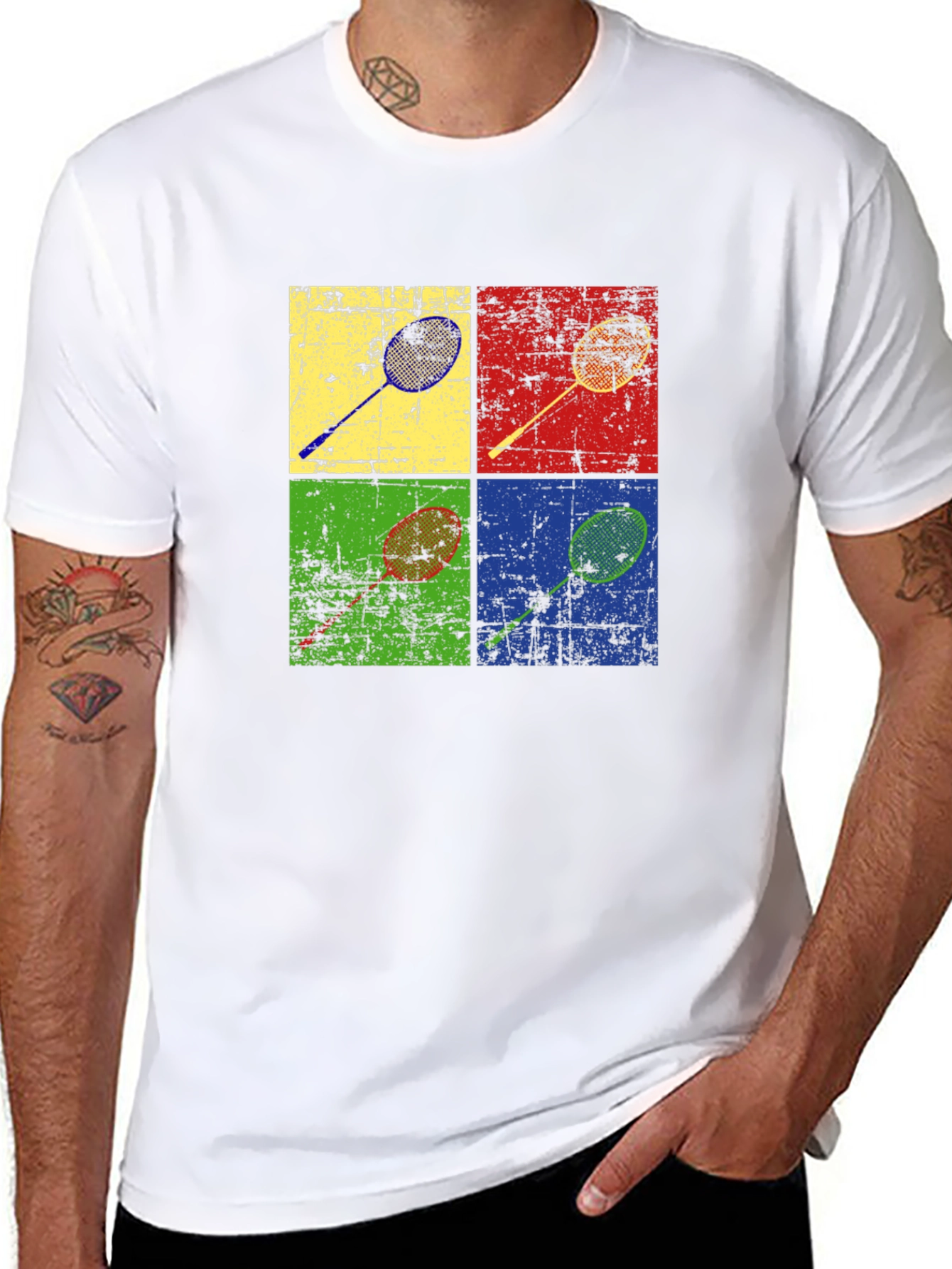 Retro Badminton Racket Graphic Tee