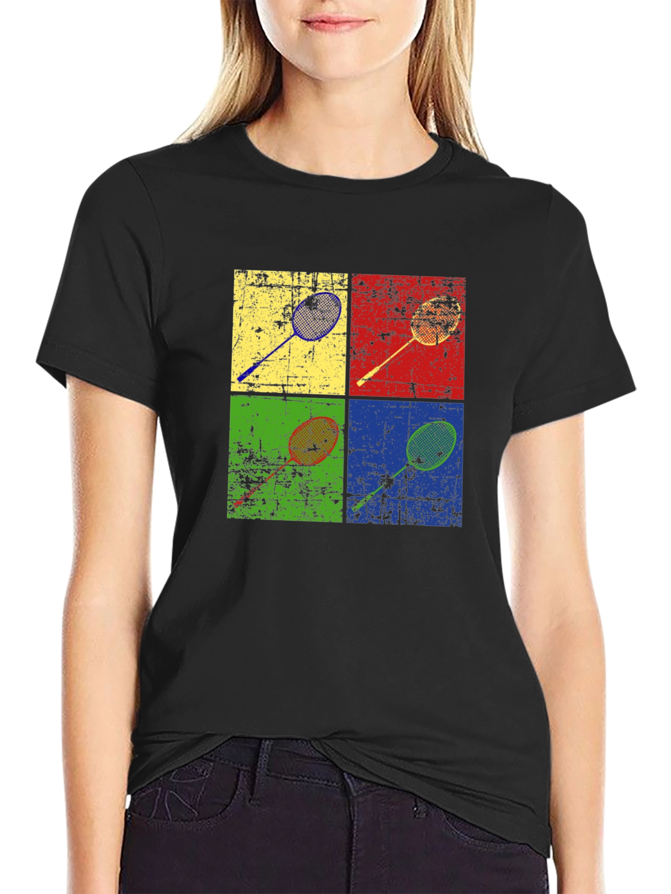 Retro Badminton Racket Graphic Tee