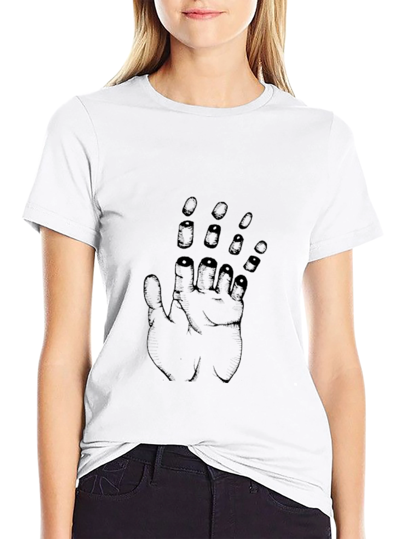 Abstract Hand Graphic Tee - Black Cotton