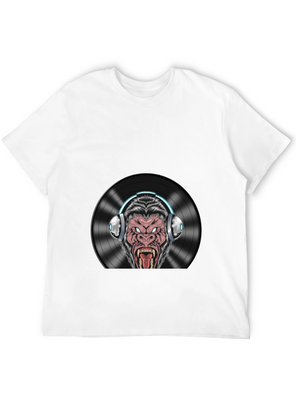 DJ Gorilla Graphic T-Shirt - Black Cotton Blend