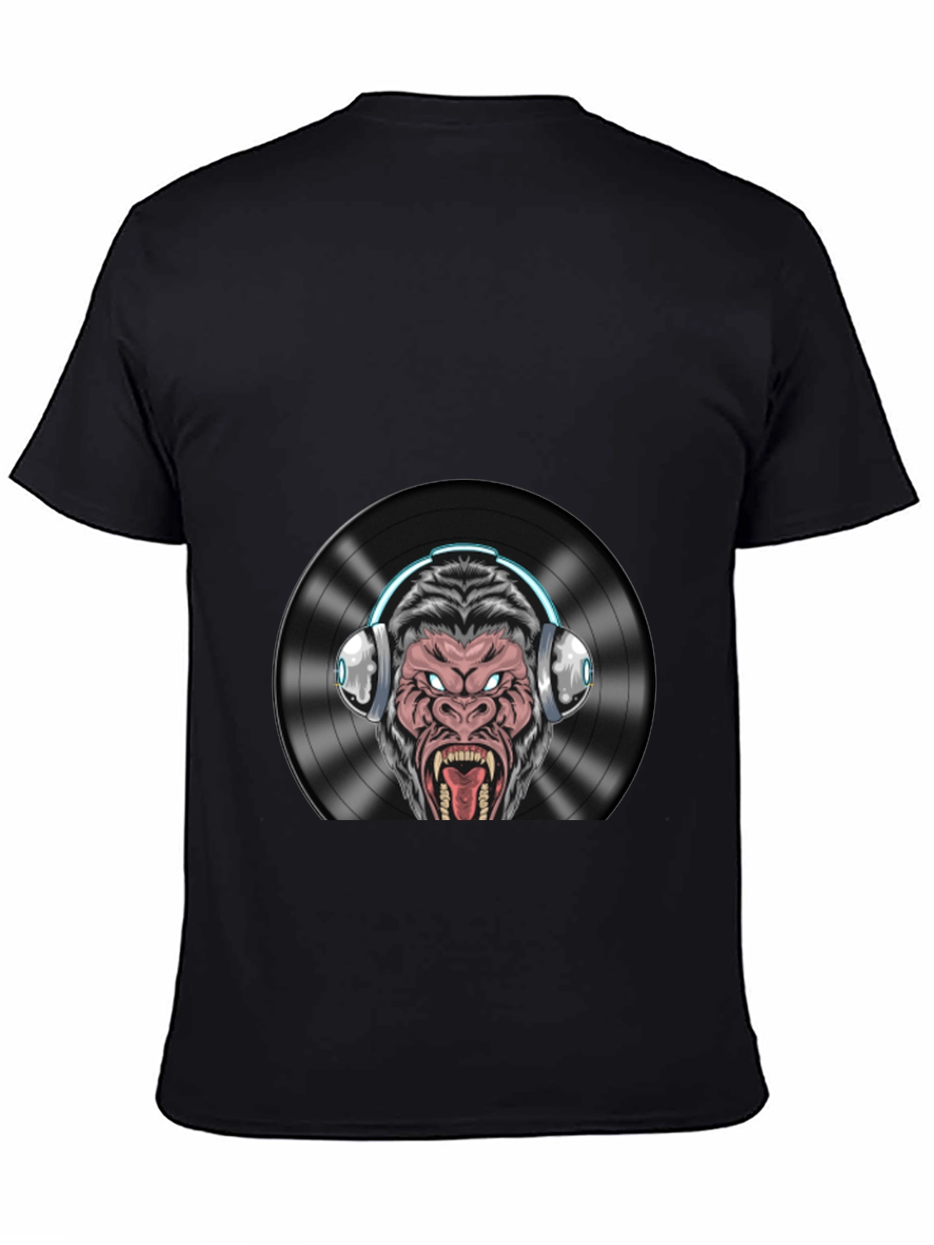 DJ Gorilla Graphic T-Shirt - Black Cotton Blend