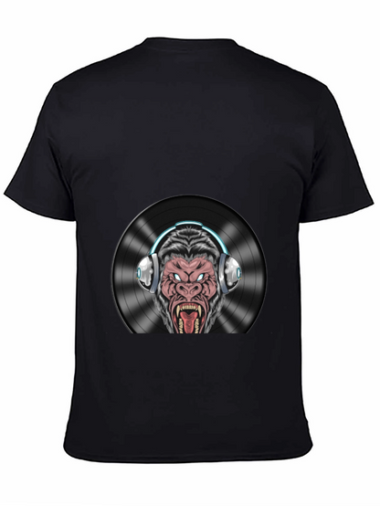 DJ Gorilla Graphic T-Shirt - Black Cotton Blend