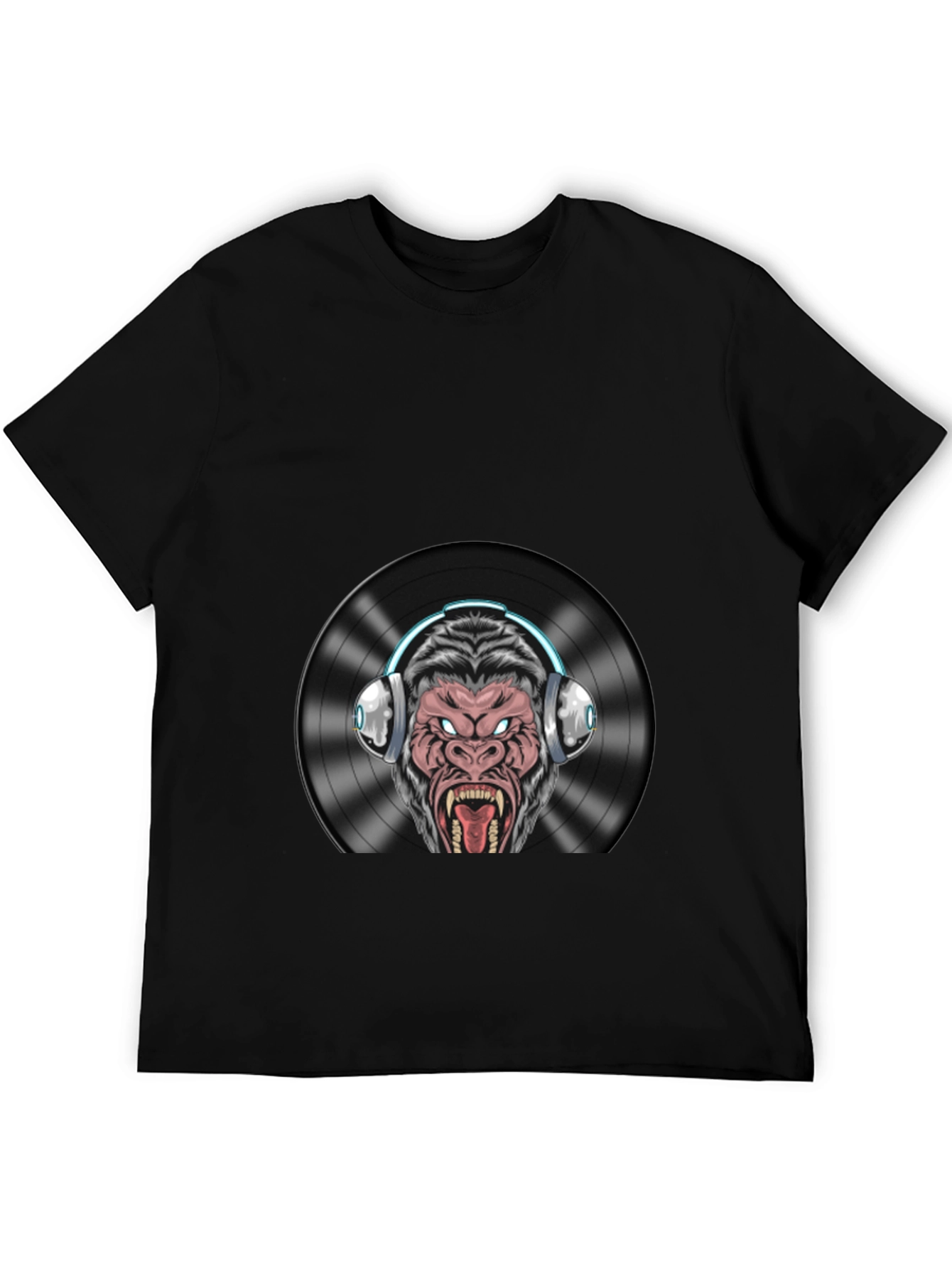 DJ Gorilla Graphic T-Shirt - Black Cotton Blend