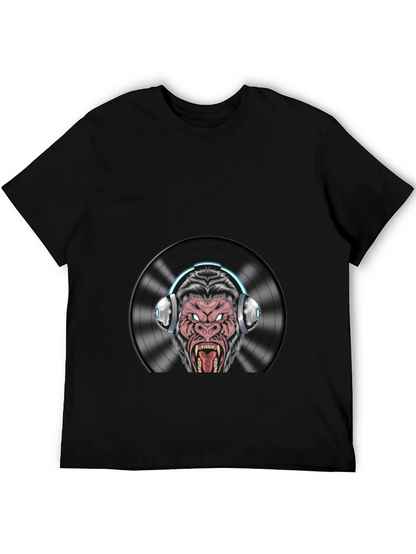 DJ Gorilla Graphic T-Shirt - Black Cotton Blend