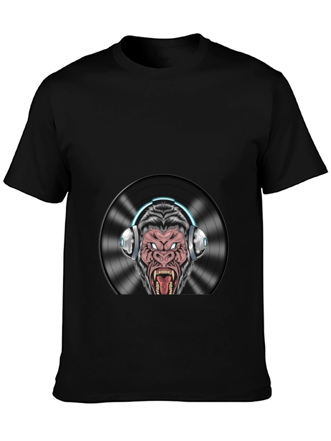 DJ Gorilla Graphic T-Shirt - Black Cotton Blend