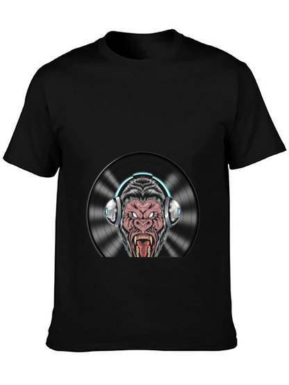 DJ Gorilla Graphic T-Shirt - Black Cotton Blend