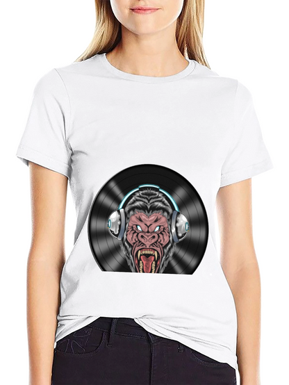 DJ Gorilla Graphic T-Shirt - Black Cotton Blend