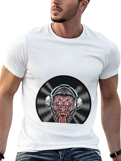 DJ Gorilla Graphic T-Shirt - Black Cotton Blend