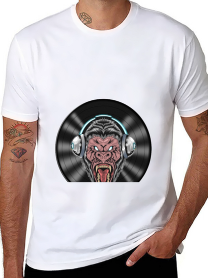 DJ Gorilla Graphic T-Shirt - Black Cotton Blend