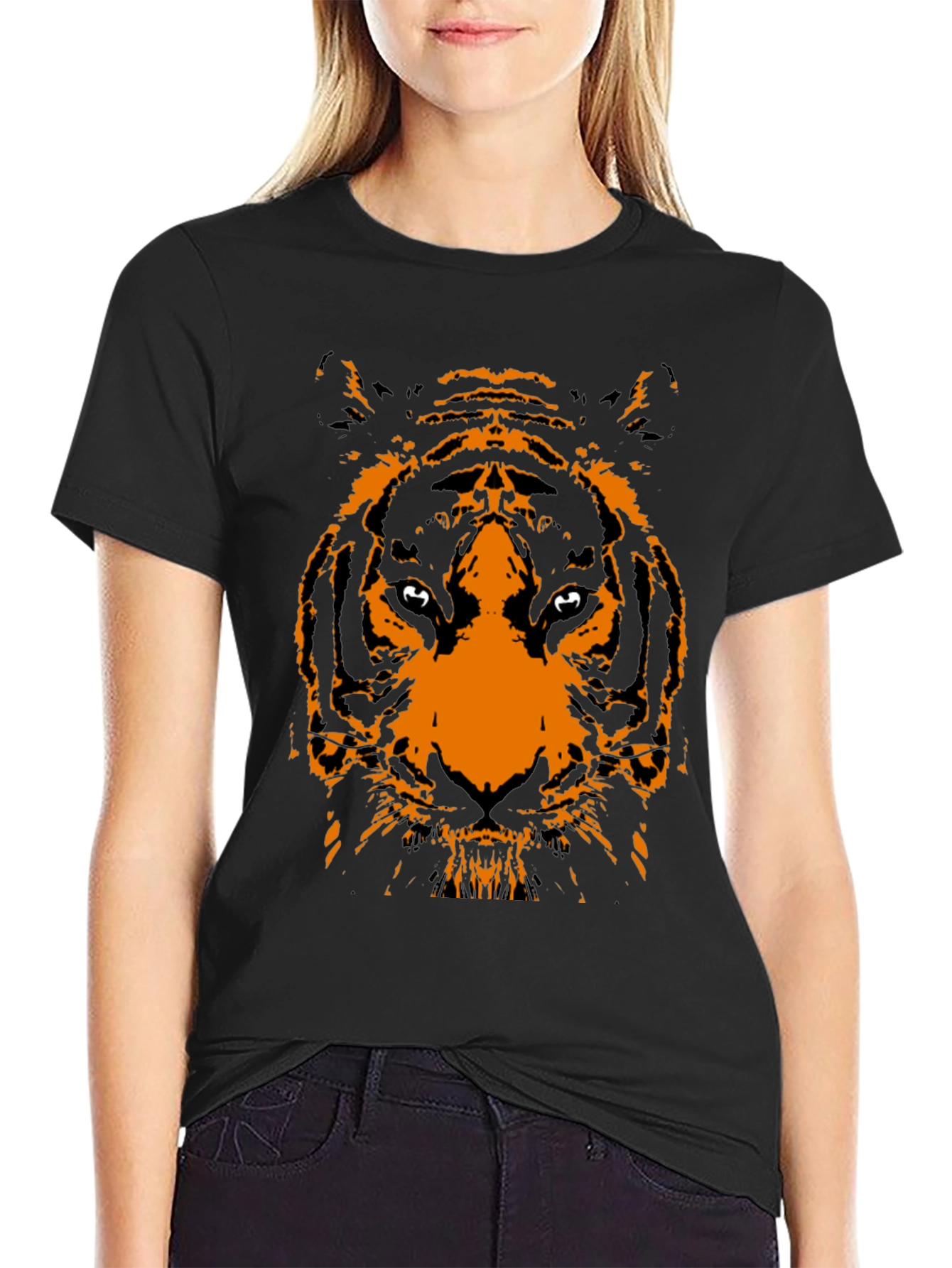 Black T-Shirt with Tiger Graphic