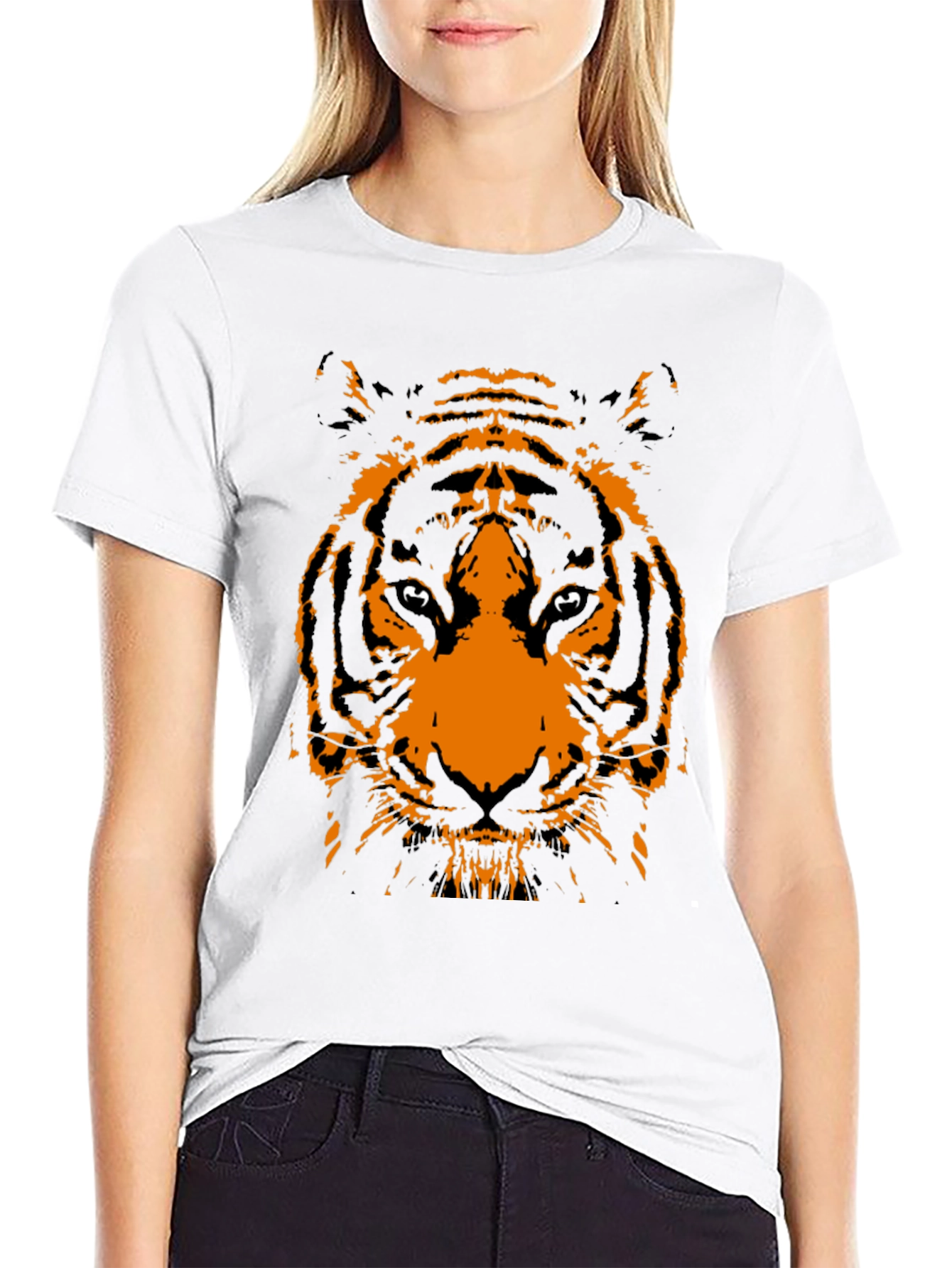 Black T-Shirt with Tiger Graphic