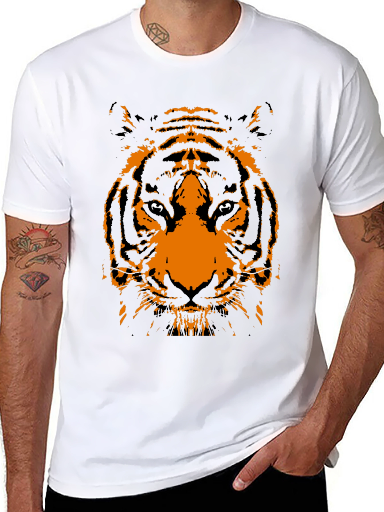 Black T-Shirt with Tiger Graphic