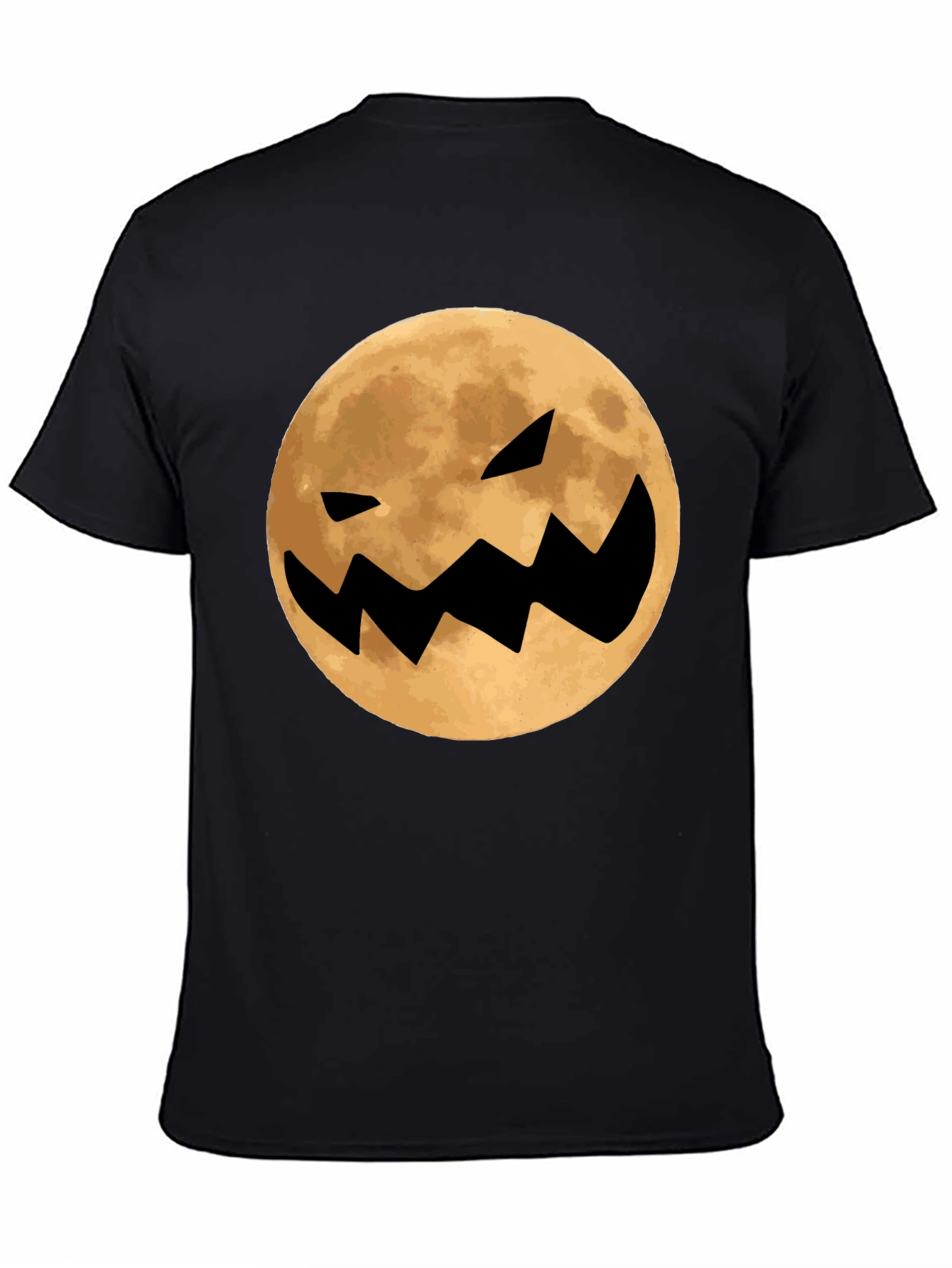 Spooky Moon Face Black T-Shirt