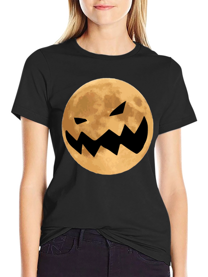 Spooky Moon Face Black T-Shirt
