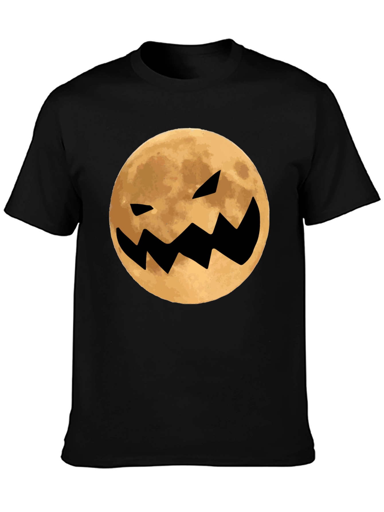 Spooky Moon Face Black T-Shirt