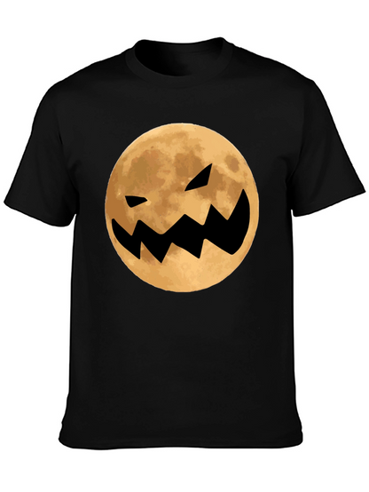 Spooky Moon Face Black T-Shirt