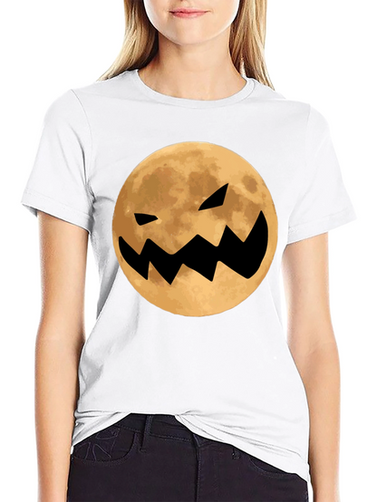 Spooky Moon Face Black T-Shirt