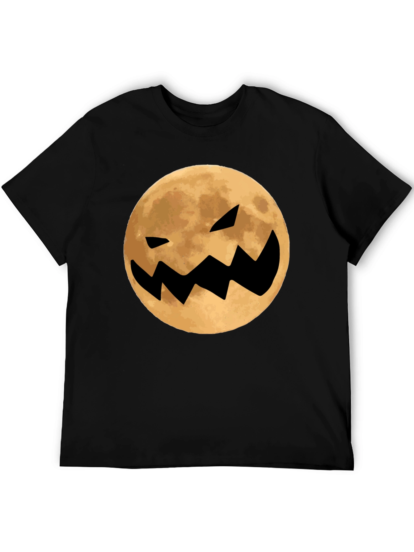 Spooky Moon Face Black T-Shirt