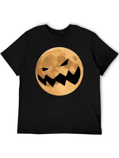 Spooky Moon Face Black T-Shirt