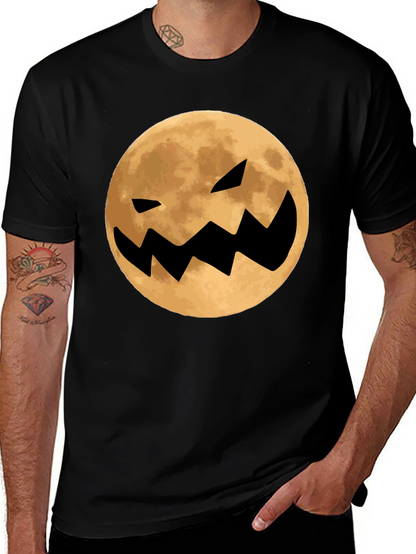 Spooky Moon Face Black T-Shirt