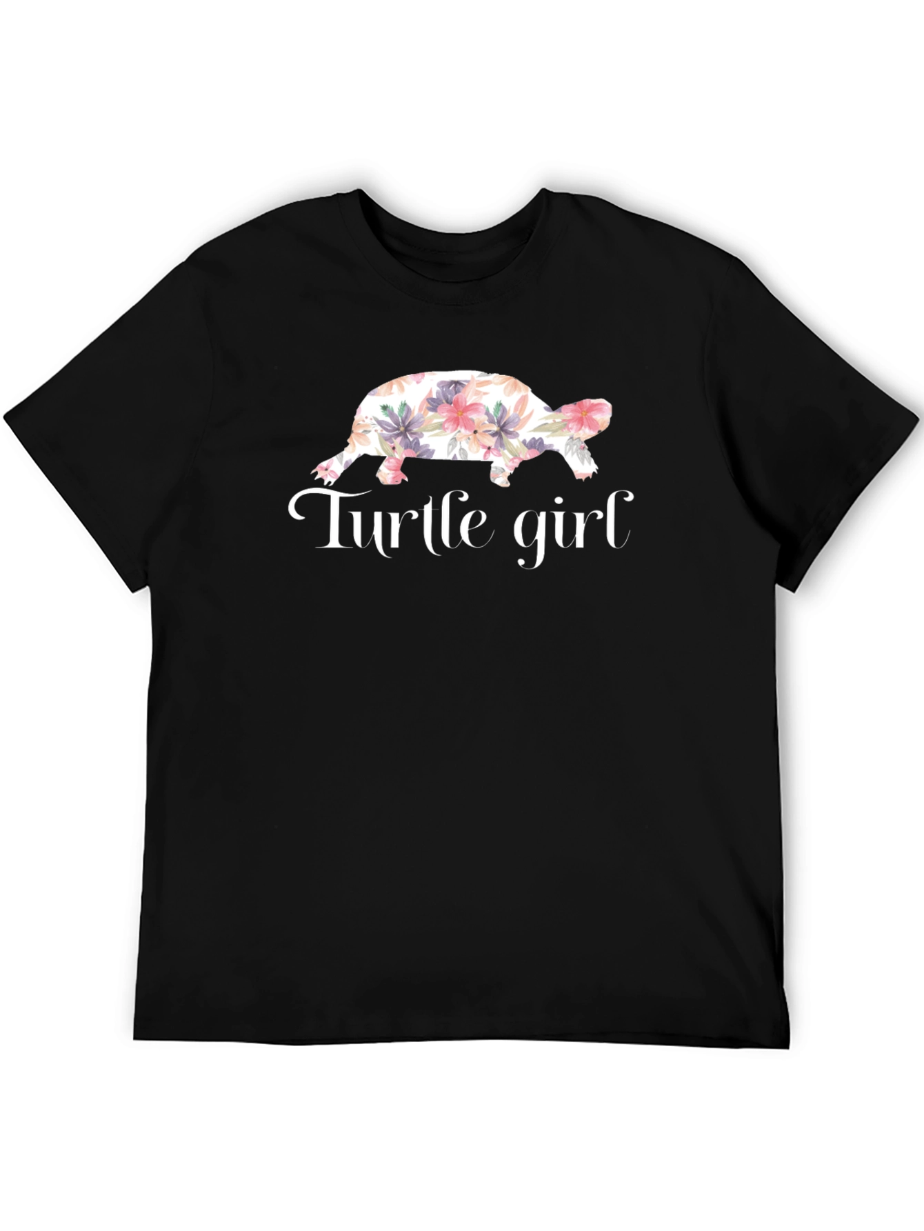 Turtle Girl Floral Graphic T-Shirt