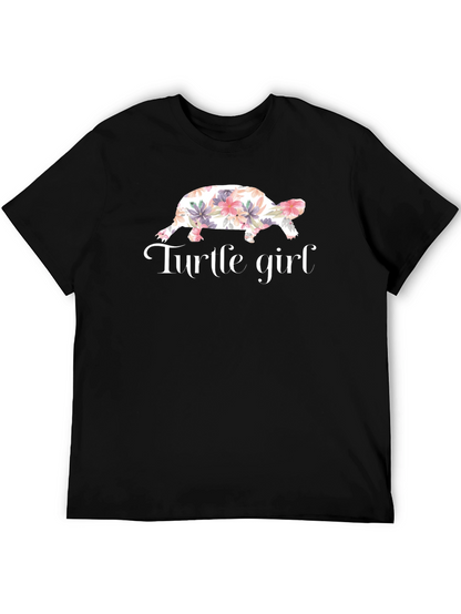 Turtle Girl Floral Graphic T-Shirt
