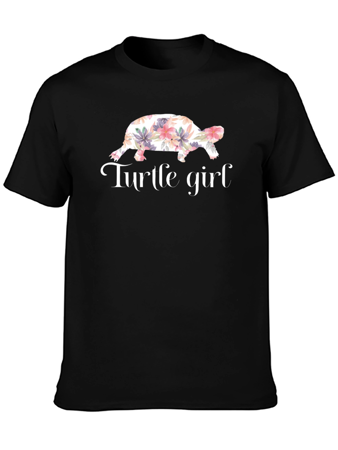 Turtle Girl Floral Graphic T-Shirt