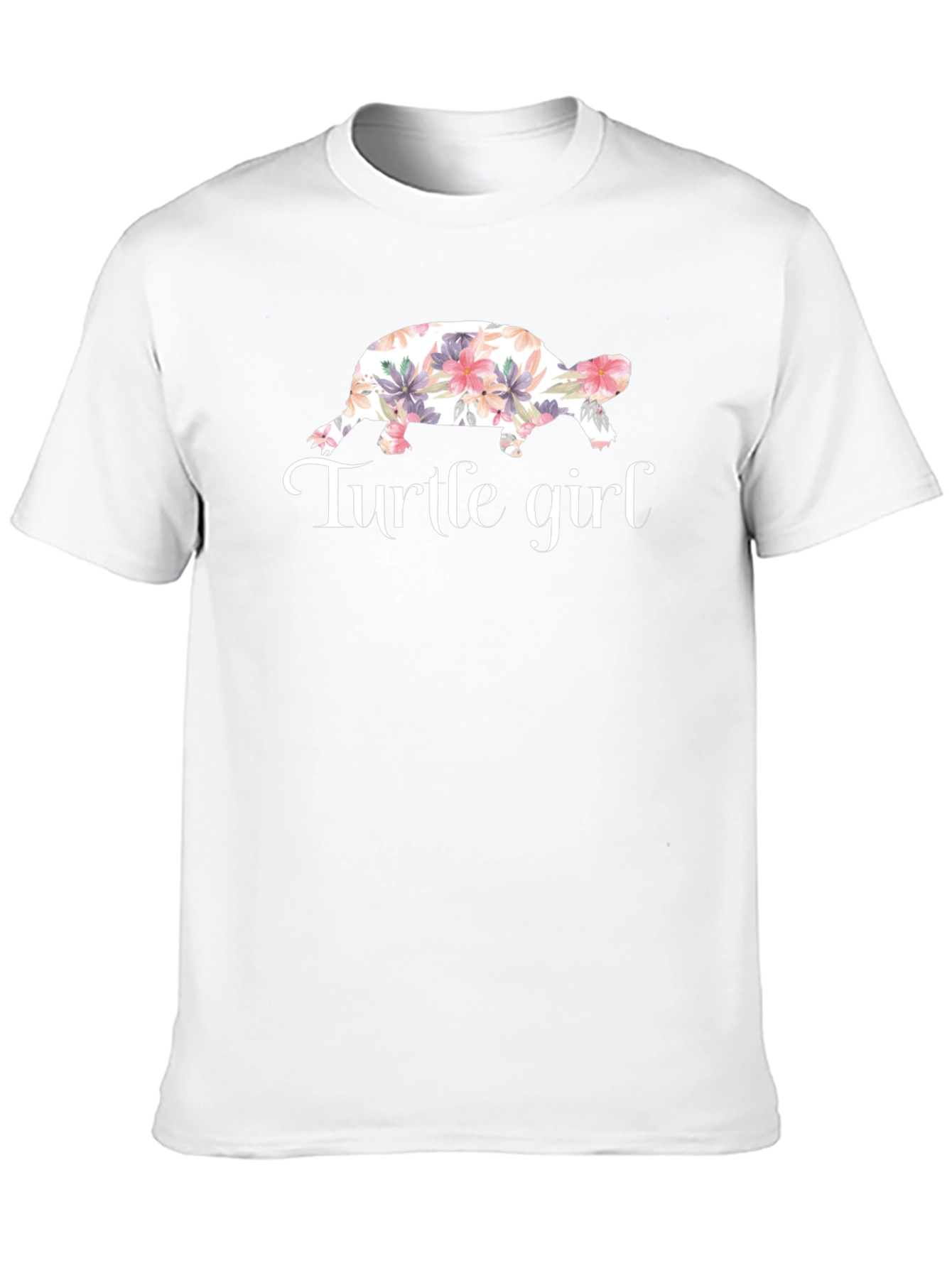 Turtle Girl Floral Graphic T-Shirt