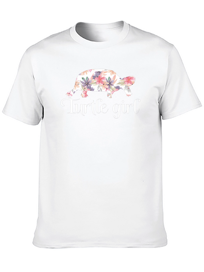 Turtle Girl Floral Graphic T-Shirt