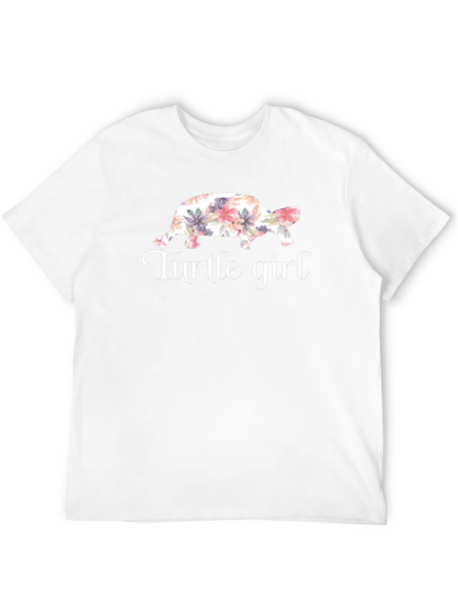 Turtle Girl Floral Graphic T-Shirt