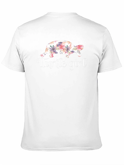 Turtle Girl Floral Graphic T-Shirt