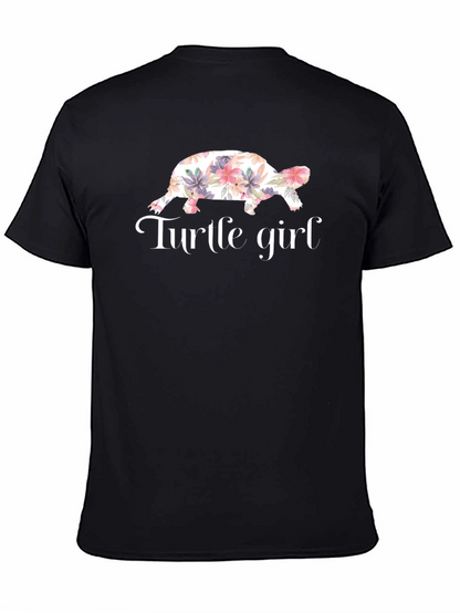 Turtle Girl Floral Graphic T-Shirt