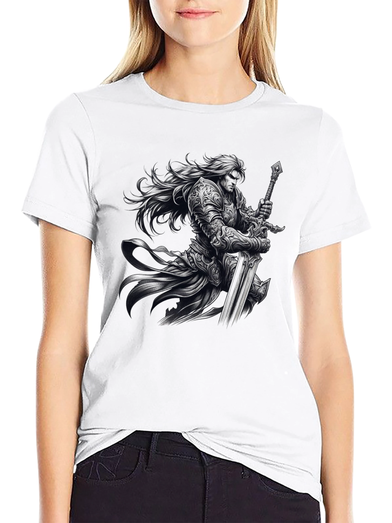 Warrior Knight Graphic Black T-Shirt
