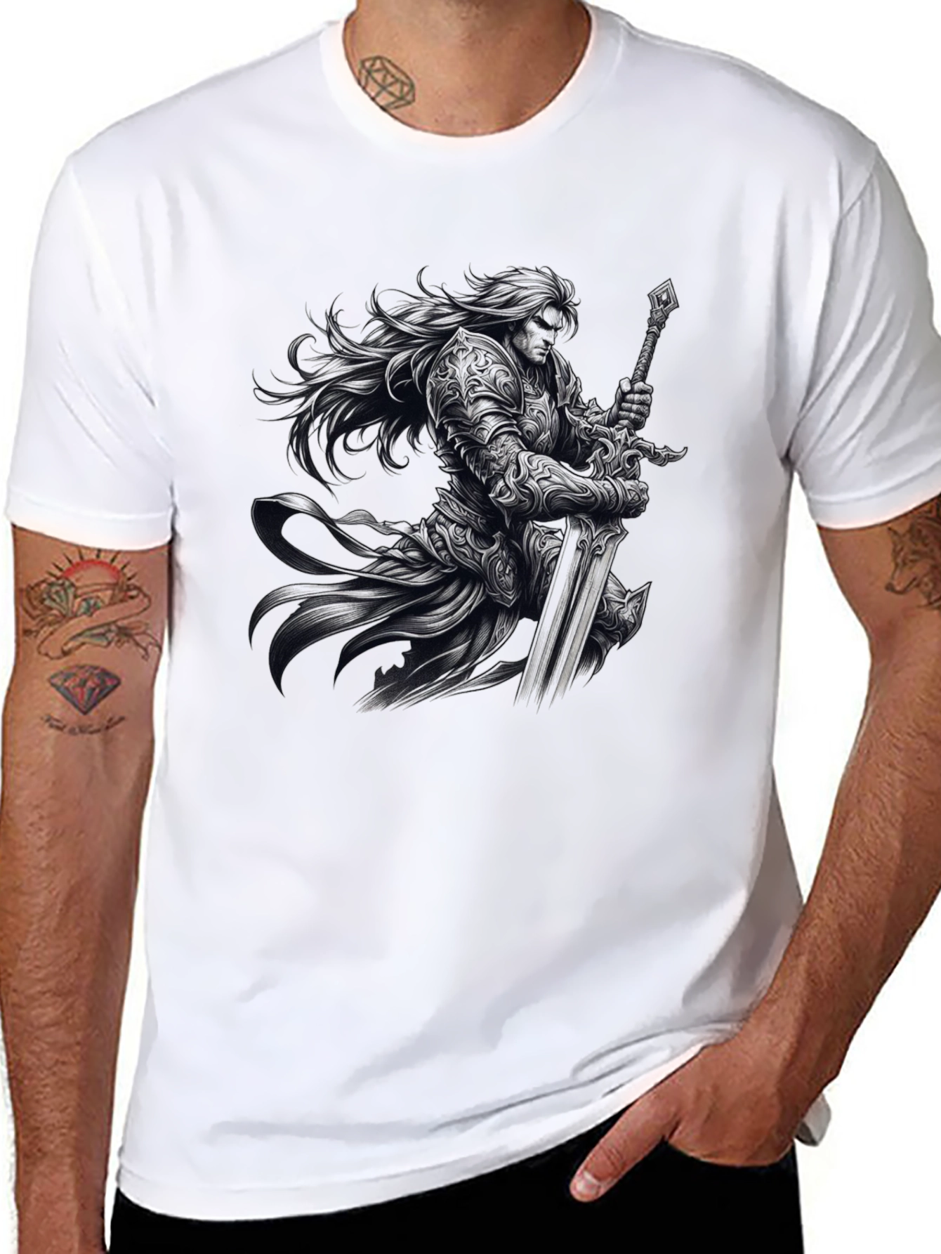 Warrior Knight Graphic Black T-Shirt
