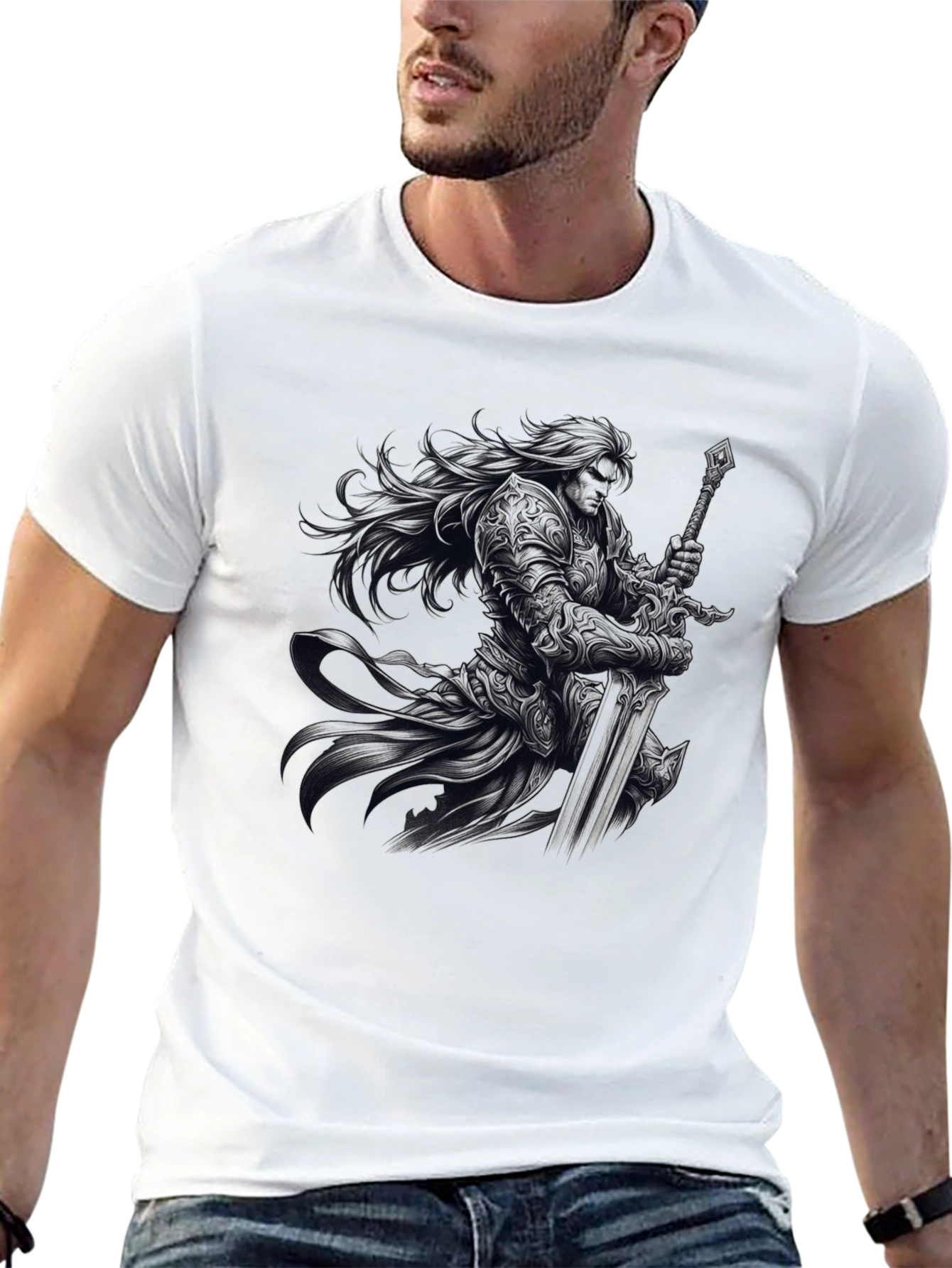 Warrior Knight Graphic Black T-Shirt