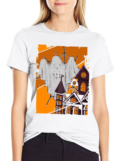 Spooky Ghost & Haunted House T-Shirt