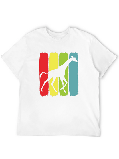 Giraffe Silhouette Graphic Print Black T-Shirt