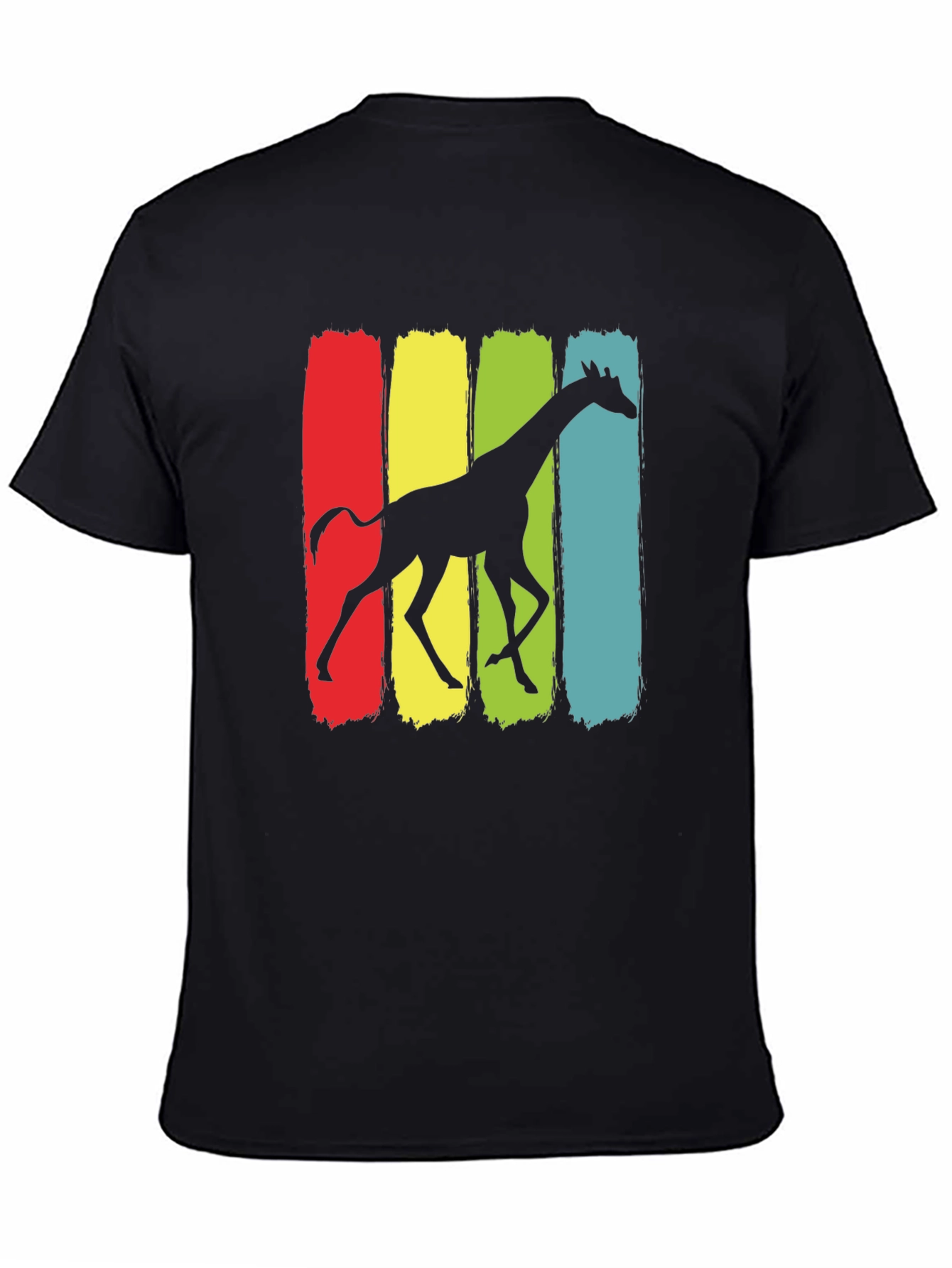 Giraffe Silhouette Graphic Print Black T-Shirt