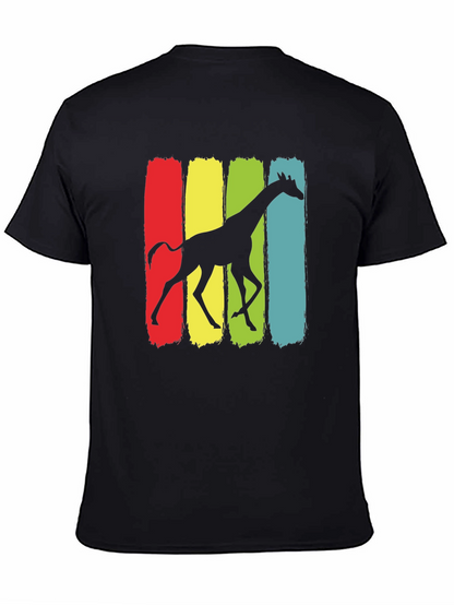 Giraffe Silhouette Graphic Print Black T-Shirt