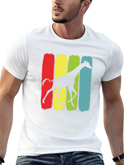 Giraffe Silhouette Graphic Print Black T-Shirt