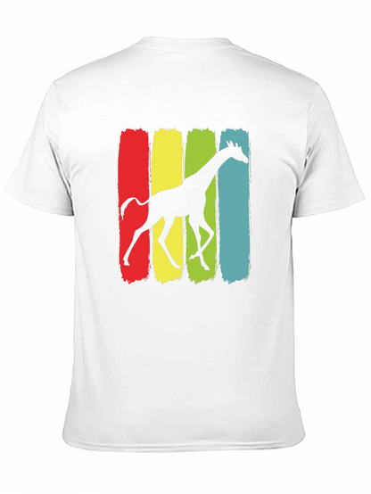 Giraffe Silhouette Graphic Print Black T-Shirt