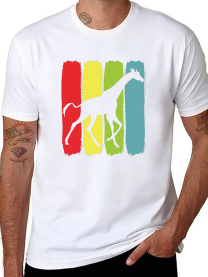 Giraffe Silhouette Graphic Print Black T-Shirt